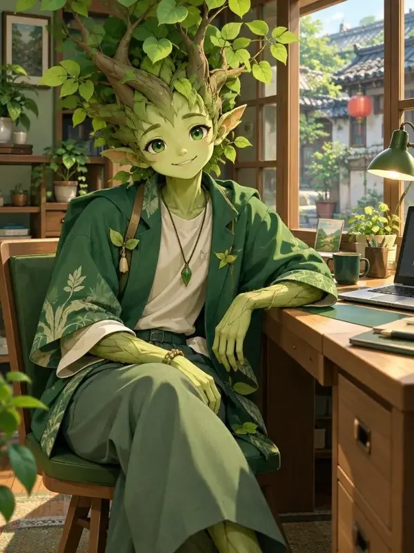 奶茶店里的树精同事剧照背景